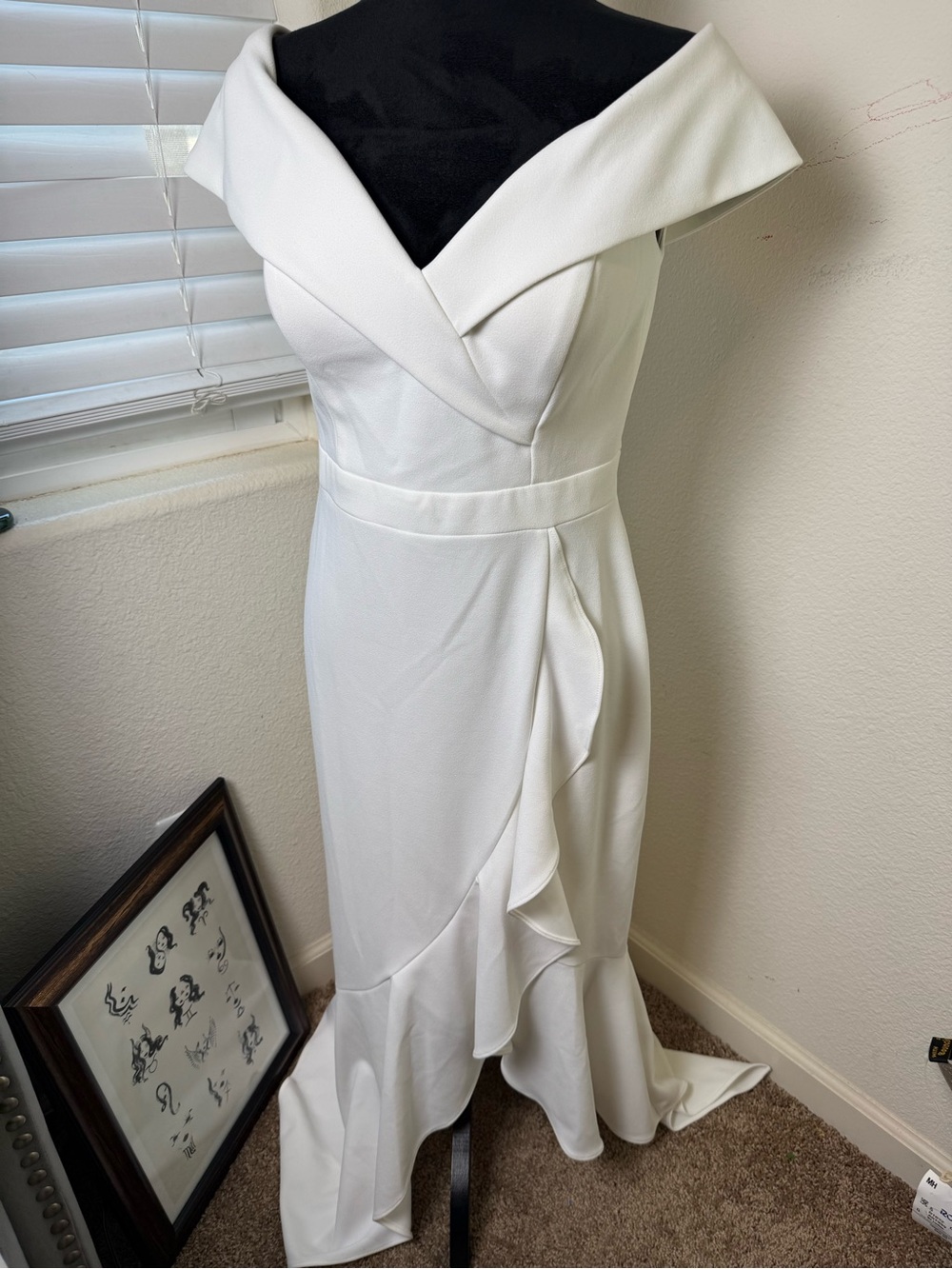 Xscape Off Shoulder High-Low Midi Formal Dress